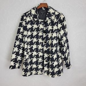 Rafaella Studio Women's Coat Jacket 10P Black Collared Houndstooth Ponte Blazer